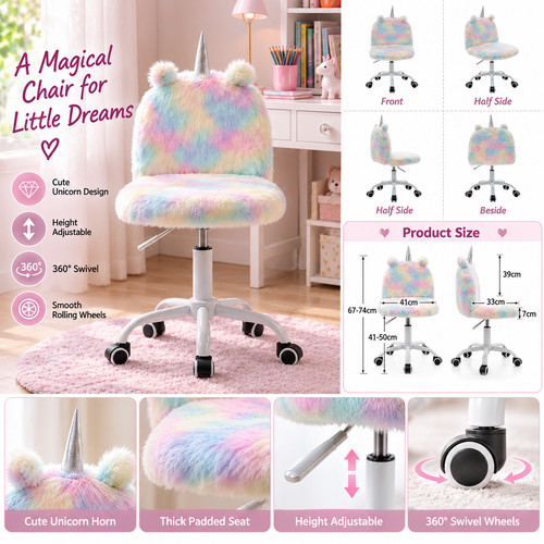 Kids desk chair - faux, fur