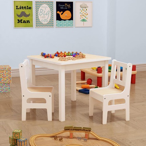Kids wood table with - wood, chairs