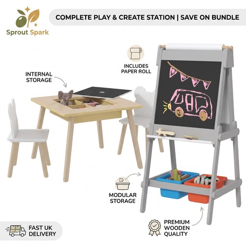 Kids wooden table - table, set