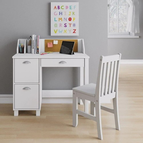 Wooden white study desk - white,