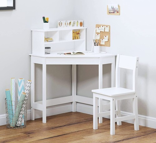 White corner study table - corner,